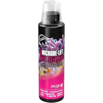 Image de Microbe Lift Phyto Plus 236 ML Plancton Alimentaire pour coraux et invertébrés, à Conserver Non réfrigéré, favorise Une Alimentation Saine dans Les Aquariums d&#039;eau de mer.
