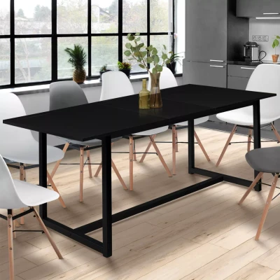 Image de Table à manger noire extensible style industriel
