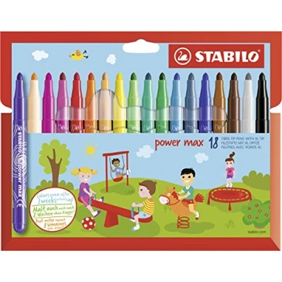 Image de Feutre de coloriage STABILO power max Étui carton x 18 feutres pointe large Coloris assortis
