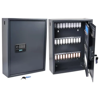Image de Pavo Serrure électronique numérique,également Ouvert avec Un Lecteur d&#039;empreintes digitales, 10 Porte Noirs Inclus, Stain Resistant, Gris foncé, Armoire à clés magnétiques pour 100