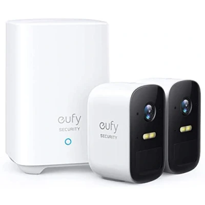 Image de eufy Security Système de caméra sécurité sans Fil pour la Maison Autonomie Batterie 180 Jours HD 1080p, Compatible avec Amazon Alexa Kit 2 caméras Pas Frais mensuels (renouvelé)