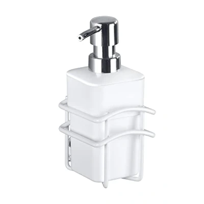 Image de WENKO Distributeur de Savon Classic Plus Blanc Flüssigseifen Spender mit hochwertigem Rostschutz