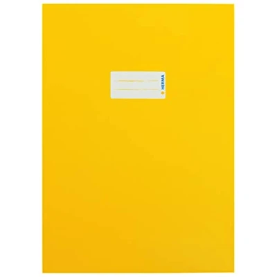 Image de HERMA 19746 protège cahiers, format A4, en carton jaune, avec champ d&#039;inscription, papier solide et extra fort, cahiers d&#039;école, couleur