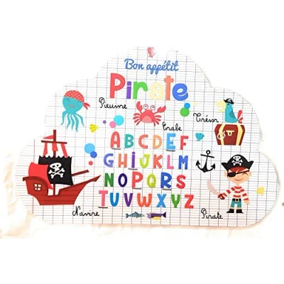 Image de AUTRES Lire et dire Set de Table prénom Forme Nuage Pirate (Recto &amp; Verso) Bon appétit Dessins Animaux 29x41 cm