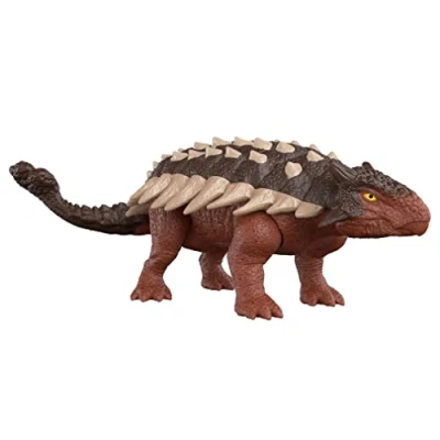 Image de Jurassic World Figurine articulée et sonore d’Ankylosaurus Attaque Rugissante (33 cm) avec code ADN caché scannable, à Collectionner, Jouet Enfant, Dès 4 ans, HDX36