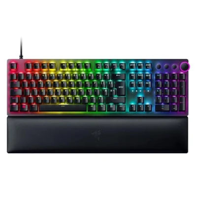 Image de Razer Huntsman V2 (Switches Violets) Clavier Gamer Optique pratiquement Sans Latence Optiques Clicky, Touches en PBT Doubleshot, Repose Poignet) US Noir