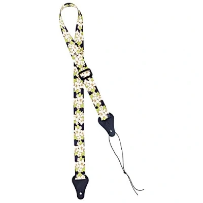 Image de Ortega OUS GRFL Sangle pour ukulélé en nylon Motif fleuri vert 3,7 x 135 cm