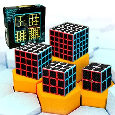 Image de Cube Magique Meilong Moyu Cubing Classroom Fibre de Carbone, adhésif antidérapant avec Rotation Plus Rapide, Facile et Doux, Puzzle 3D, débutants Professionnels (Ca4)