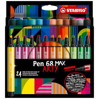 Image de Feutre dessin STABILO Pen 68 MAX Etui carton de 24 Feutres Coloriage Pointe Large, Gamme ARTY