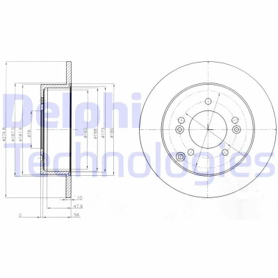 Image de DELPHI BG4260 Disque de frein 275 10 5 plein huilé non traité sans roulement roue, bague ABS KIA: CARENS 3, 2