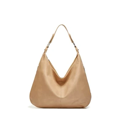 Image de Ashioup Sacs fourre tout en cuir synthétique souple avec fermeture éclair, pour femme, abricot, Taille unique