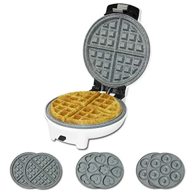 Image de Cecotec Gaufrier Fun Gofrestone 3in1. Revêtement Antiadhérent RockStone, 3 Plaques interchangeables (Gaufres, Donuth, Muffins) conviennent pour un nettoyage dans le lave vaisselle, 700 W.