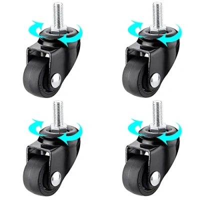 Image de YHBZ Roues pivotantes de Chariot 4 pièces,Remplacement Roulette Meuble Robuste,avec Frein Verrouillable,Tige à vis M6/M8/M10 Roue Pieds Noirs,M6 4nobrakes