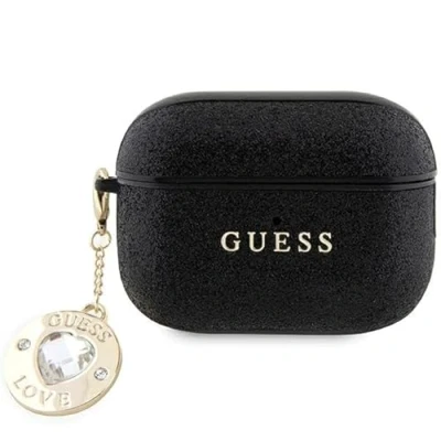 Image de Guess GUAP2PGEHCDK Étui de protection pour AirPods Pro 2 Noir Fixed Glitter Heart Diamond Charm