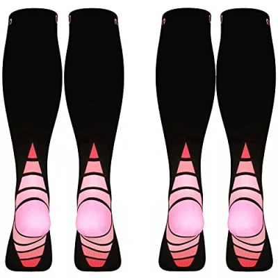 Image de （2 paires ）de bas de contention gradués unisexes avec récupération accélérée pour les voyages, la course, infirmières, attelles du tibia et grossesse Améliore l’endurance