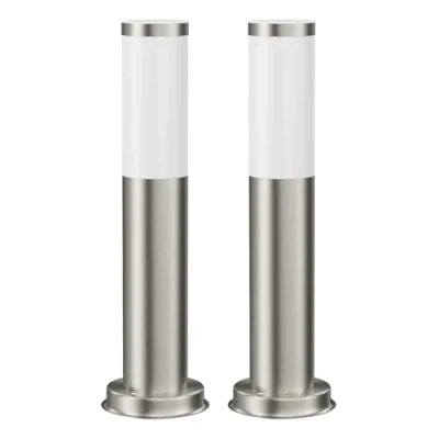 Image de ledscom.de 2 pièces Lumière de chemin/Borne d&#039;éclairage/Lampe jardin PORU pour l&#039;extérieur, IP44, 39 cm, acier inoxydable, 1x E27 max. 40W