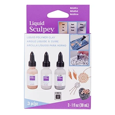 Image de Polyform Sculpey Liquid Metallics 3/pkg Pearl, Silver, Gold, Argile polymère, Doré, 10 x 5 cm