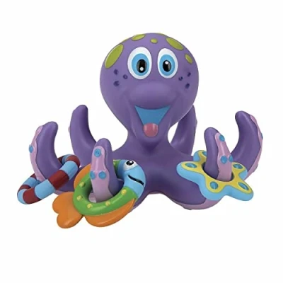 Image de Nuby Jouet de bain pieuvre avec 3 anneaux Jouets intéractif pour bébé et enfant Poulpe flottant 18+ mois