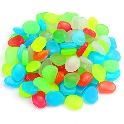 Image de KAHEIGN 200 Pièces Pierres Incandescentes en Plastique, Pavés Lumineux Colorés Brillent dans Le Noir Cailloux Décoratif pour L&#039;aménagement Paysager Jardin Décoration Extérieure Fish Tank Pathway