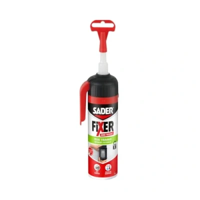 Image de SADER FIXER Sans Percer Tous Travaux Intérieur/Extérieur Blanc Mastic Colle Hybride, Collage Puissant, Matériaux, Peut se Peindre, Gâchette 150g