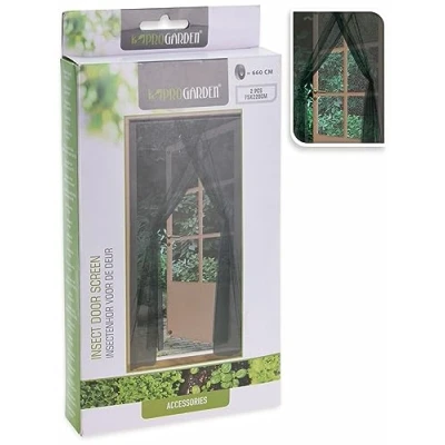 Image de Rideau Moustiquaire Progarden Portes 2 Pièces Fibre de Verre Noir (2 x 75 220 cm)