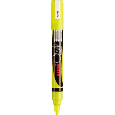 Image de UNI CHALK Marqueur Craie Pwe 5M Jaune Fluo Pointe Moyenne Ogive