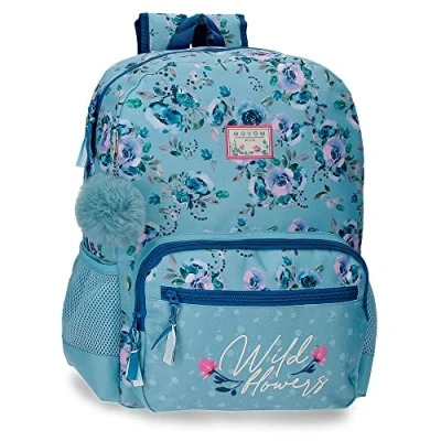 Image de Movom Wild Flowers Sac à Dos Scolaire Adaptable au Trolley Bleu 31x42x13 cms Polyester 16.93L