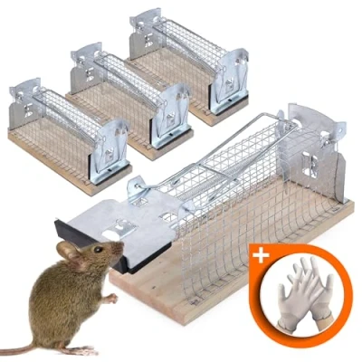 Image de RAPIZZ piege a Souris Vivante 4 pièces INCL. Gant D&#039;hygiène &amp; Conseils d&#039;expert I Piège à sans Tuer Cage Mouse Trap Pièges Attrape