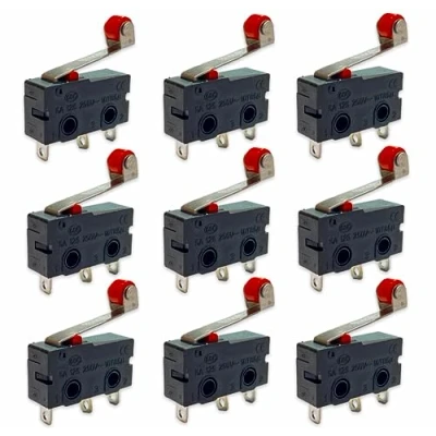 Image de Lot de 20 micro interrupteurs fin course avec levier à rouleau Pour porte, fenêtre, alarme 250 V 5 A SPDT 3 broches