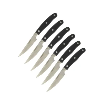 Image de Nirosta 9919950 couteau à Steak, ensemble de couteaux steak dentelés, table, couverts cuisine, passe au lave vaisselle, Acier Inoxydable, Noir, 22 cm