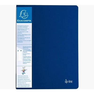Image de Exacompta Réf. 88302E 1 Protège documents avec porte étiquette 3 faces Up Line 30 pochettes 60 vues pour A4 dimensions 24 x 32 cm couverture en polypro rigide opaque couleur bleu