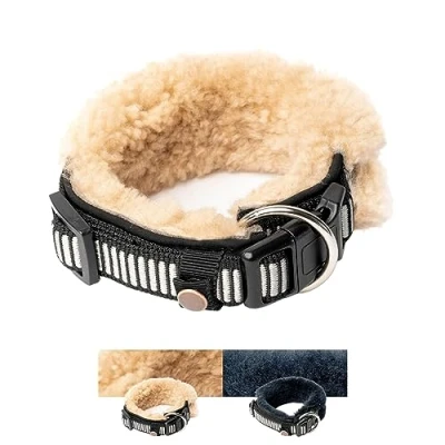Image de Chris Collier innovant en laine d&#039;agneau Pour chien Réduit considérablement la casse des poils Rembourré Réfléchissant Réglable chiens de petite, moyenne et grande Taille M