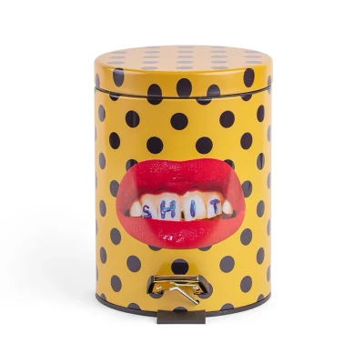 Image de Seletti Shit Toiletpaper Home Dustbin Ø25xH39,5 Jaune/Noir/Multicolor