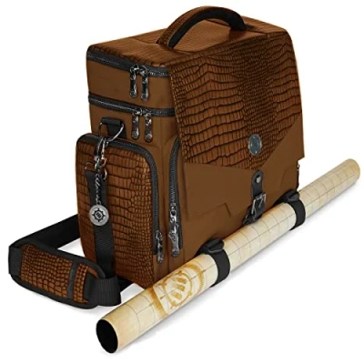 Image de ENHANCE Sac de voyage pour jeux table Dungeons and Dragons Dungeon Masters Avec rangement rembourré figurines Poches dés et jetons Peut contenir 4 à 8 livres, Dragon