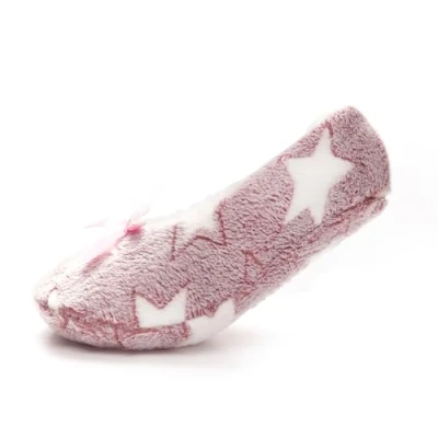 Image de undercover lingerie Chaussons ballerines en polaire douce avec grip doublé Sherpa/non pour femme, Étoile rose et blanche, Small/Medium