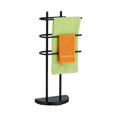 Image de Relaxdays Porte Serviettes, 3 Barres, métal, HxLxP: env. 83 x 39 18 cm, vêtements Non Fixe, Noir