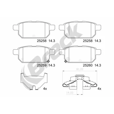 Image de BRECK 25258 00 704 Jeu de plaquettes frein avec indicateur d&#039;usure tôle anti bruit accessoires SUZUKI: SWIFT 4, Vitara IV SUV