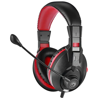 Image de MARVO H8321S Casque de jeu Son stéréo, microphone omnidirectionnel, pilotes audio 40 mm, contrôle du volume sur l&#039;oreille, connexion 3,5 noir et rouge