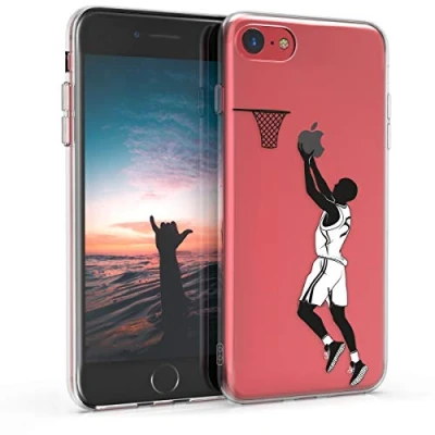 Image de kwmobile Coque Compatible avec Apple iPhone SE (2022) / (2020) 8 7 Housse de téléphone Protection Souple en TPU Noir Blanc Transparent