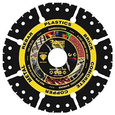 Image de 1 x SabreCut VBSC125MU 125 mm (5 &quot;) 22,23 Alésage brasé sous vide Meuleuse d&#039;angle de coupe multi matériaux Lame disque diamant compatible avec Bosch Dewalt et bien d&#039;autres