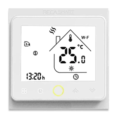 Image de BecaSmart 002 Series WiFi Thermostat pour Chauffage électrique 16A Ecran Tactile LCD de Programmation Intelligent sans Fil Commande vocale Blanc