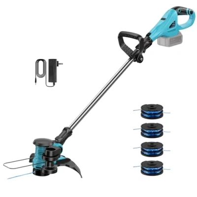 Image de Debroussailleuse Electrique sans Fil,21V avec 1 Batterie et 4 Bobines,2 en Coupe Bordure Fil/Débroussailleuses pour la de Jardin,Alimentation Automatique Fil (sans Batterie)
