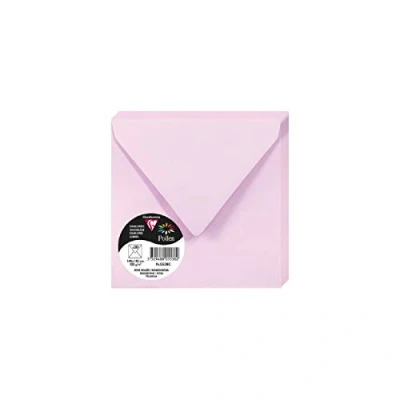 Image de Clairefontaine 5538C Paquet de 20 Enveloppes Gommées Format Carré 14x14cm 120g/m² Coloris Rose Dragée Invitation Evènements et Correspondance Gamme Pollen Papier Premium Lisse