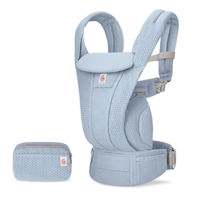 Image de Ergobaby Omni Deluxe porte bébé tout en un pour les nouveau nés dès la naissance jusqu&#039;à 20kg, ergonomique mesh 4 positions, dorsal, de voyage, Serene Blue