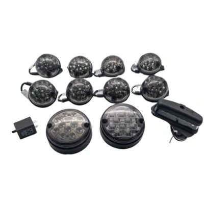 Image de SERTPLAS Defender Lot de 12 phares LED fumés td4 td5, Deluxe Upgrade Set avec Halo et certificat E pour 1990 2016 90/110 Lentille fumée