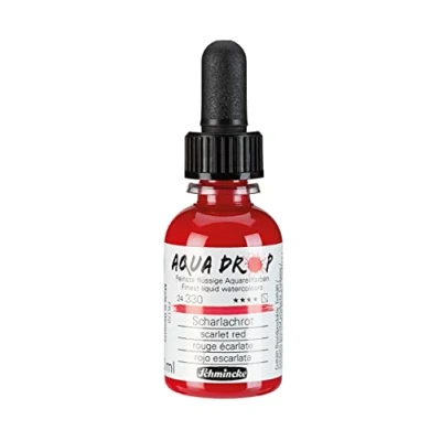 Image de Schmincke AQUA DROP, aquarelle liquide à base de pigments, rouge écarlate en flacon pipette 30 ml, 24330034, pour la peinture aquarelle, calligraphie, le lettrage main, l&#039;aérographie