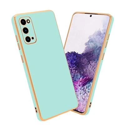 Image de cadorabo Housse Compatible avec Samsung Galaxy S20 en Glossy Vert Menthe Or Étui de Protection Silicone TPU Flexible et pour Appareil Photo