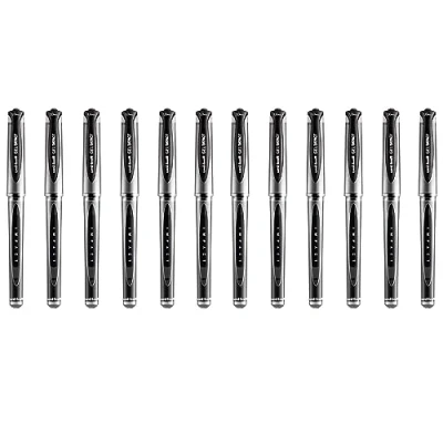 Image de Uni Ball UM 153S Lot de 12 Stylos à bille roller encre gélifiée avec capuchon, pointe 1 mm, largeur trait 0,6 mm Noir