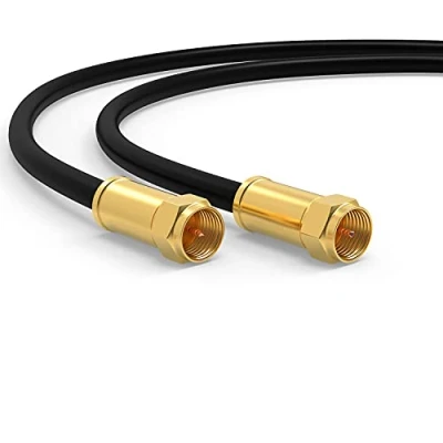 Image de RedStar24 Câble SAT Premium 4m Coaxial Connecteur F Classe A+ Antenne Fiche pour TV, Routeur &amp; Modem Internet Supporte HD, 4K UHD,8K, DVB S/S2 Satellite Noir