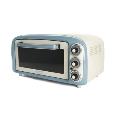 Image de Ariete Vintage Four 979, Électrique avec 3 Positions de Cuisson, à Pizza 30 cm, Température Maximale 230C, Minuterie, Grille en Acier Inoxydable, 1300W, Bleu Ciel